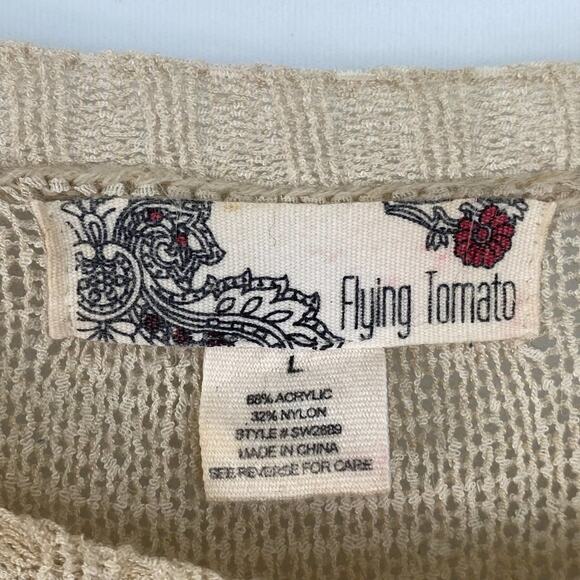 Lulus Boho Aztec Embroidered Print Lightweight Knit Sweater Beige - Picture 5 of 6